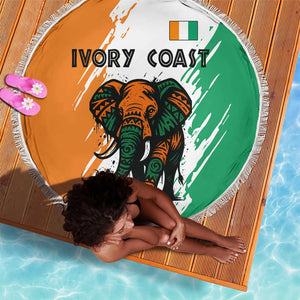 Ivory Coast Beach Blanket African Elephant in Ivorian Flag Colors - African Pride