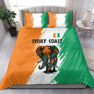 Ivory Coast Bedding Set African Elephant in Ivorian Flag Colors - African Pride