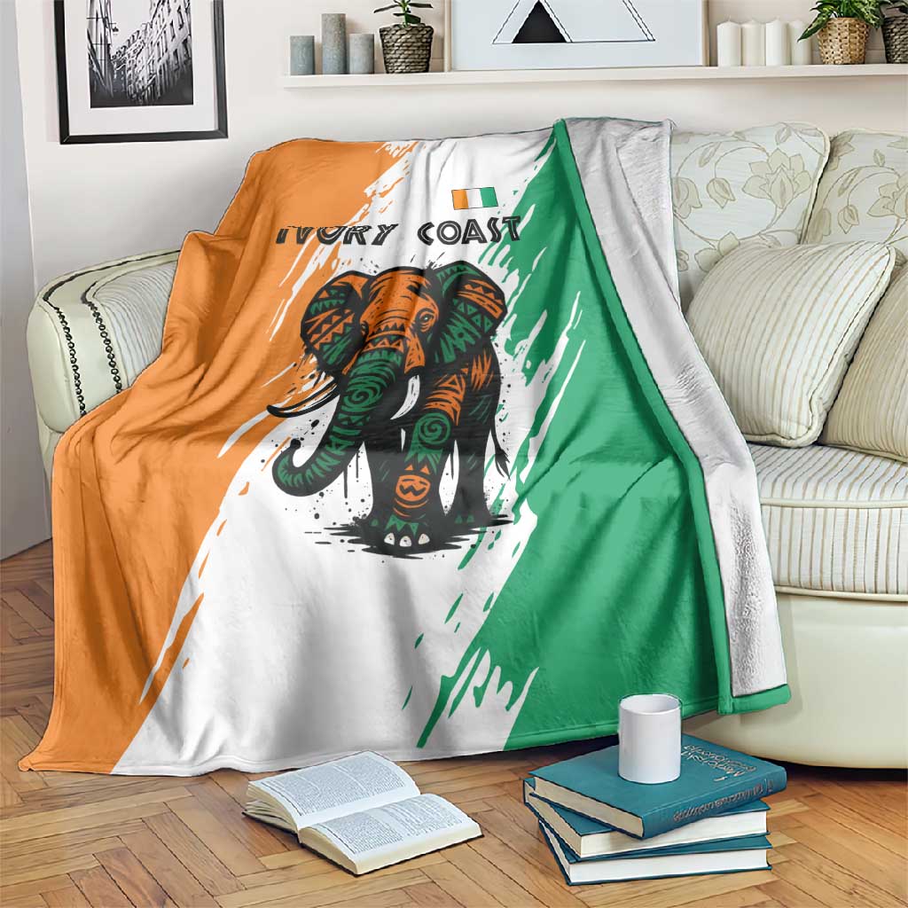 Ivory Coast Blanket African Elephant in Ivorian Flag Colors - African Pride