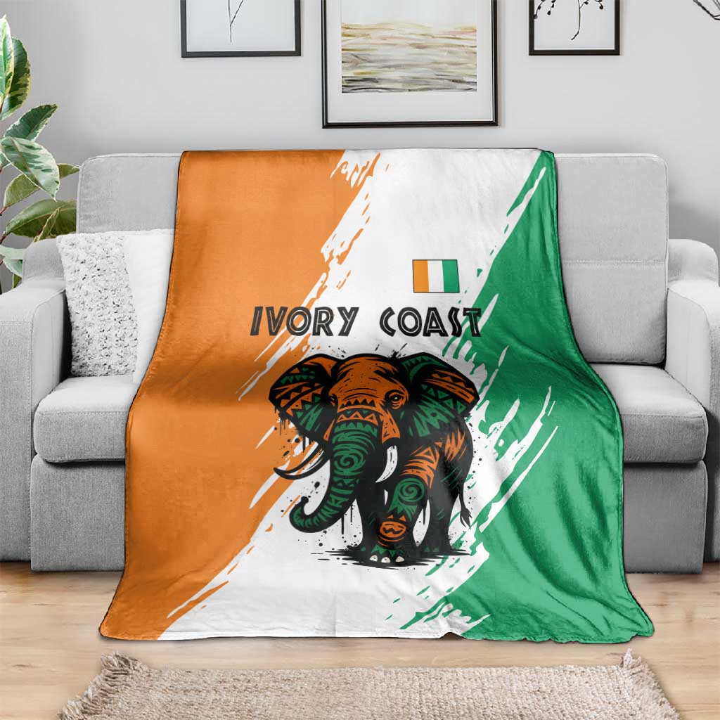 Ivory Coast Blanket African Elephant in Ivorian Flag Colors - African Pride