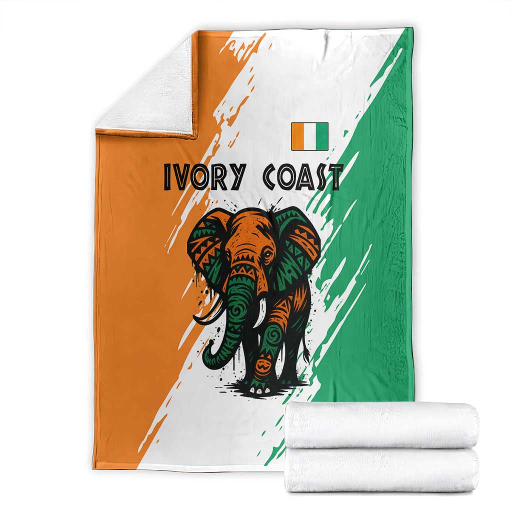 Ivory Coast Blanket African Elephant in Ivorian Flag Colors - African Pride