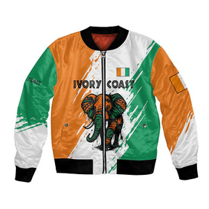 Ivory Coast Bomber Jacket African Elephant in Ivorian Flag Colors - African Pride