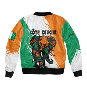 Ivory Coast Bomber Jacket African Elephant in Ivorian Flag Colors - African Pride