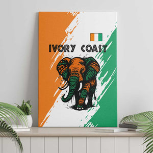 Ivory Coast Canvas Wall Art African Elephant in Ivorian Flag Colors - African Pride