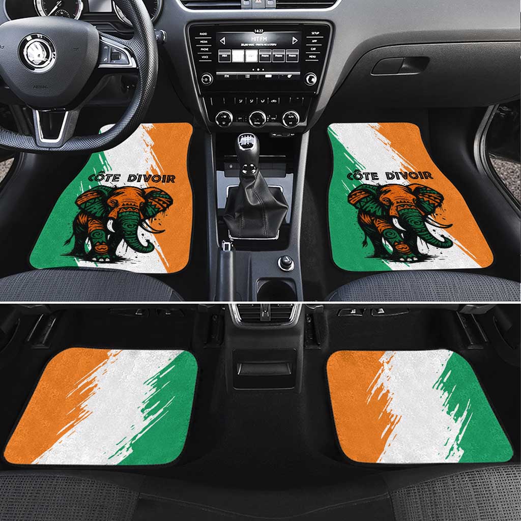 Ivory Coast Car Mats African Elephant in Ivorian Flag Colors - African Pride