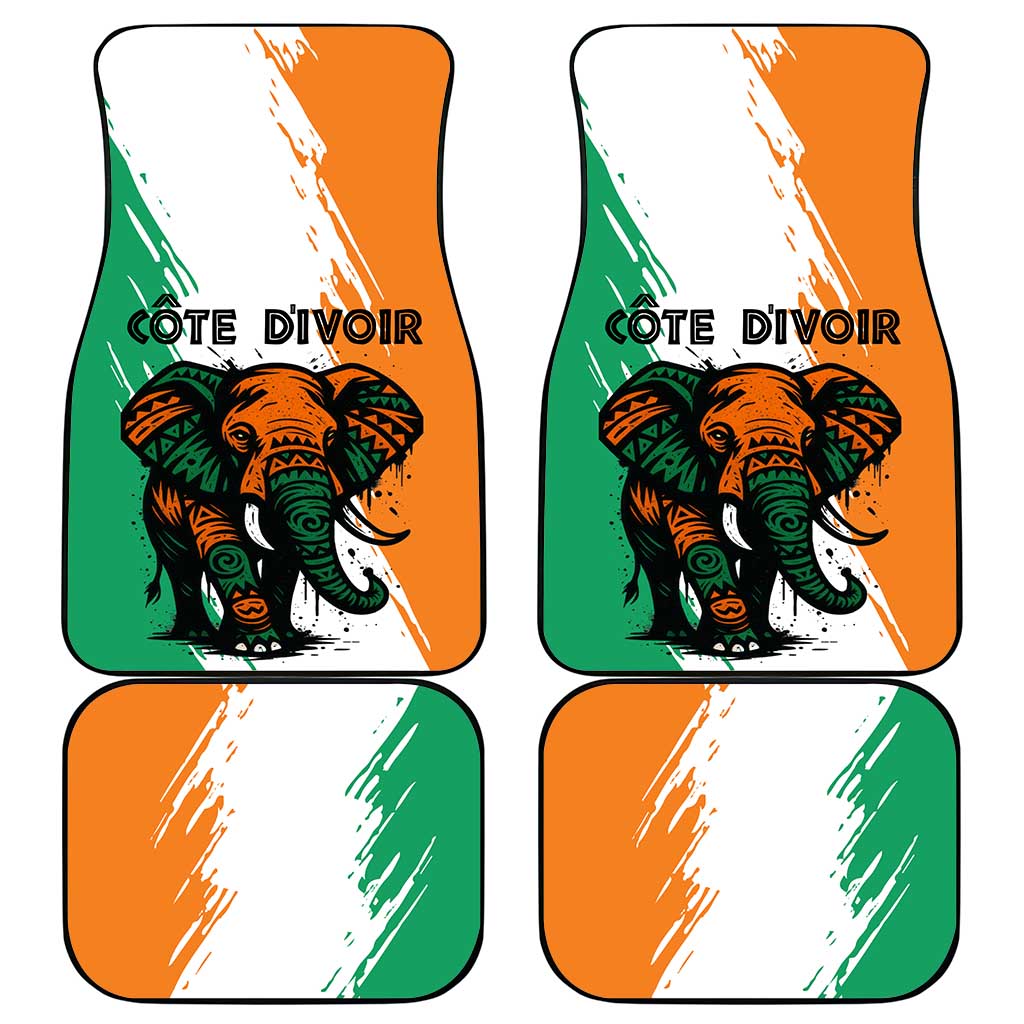 Ivory Coast Car Mats African Elephant in Ivorian Flag Colors - African Pride