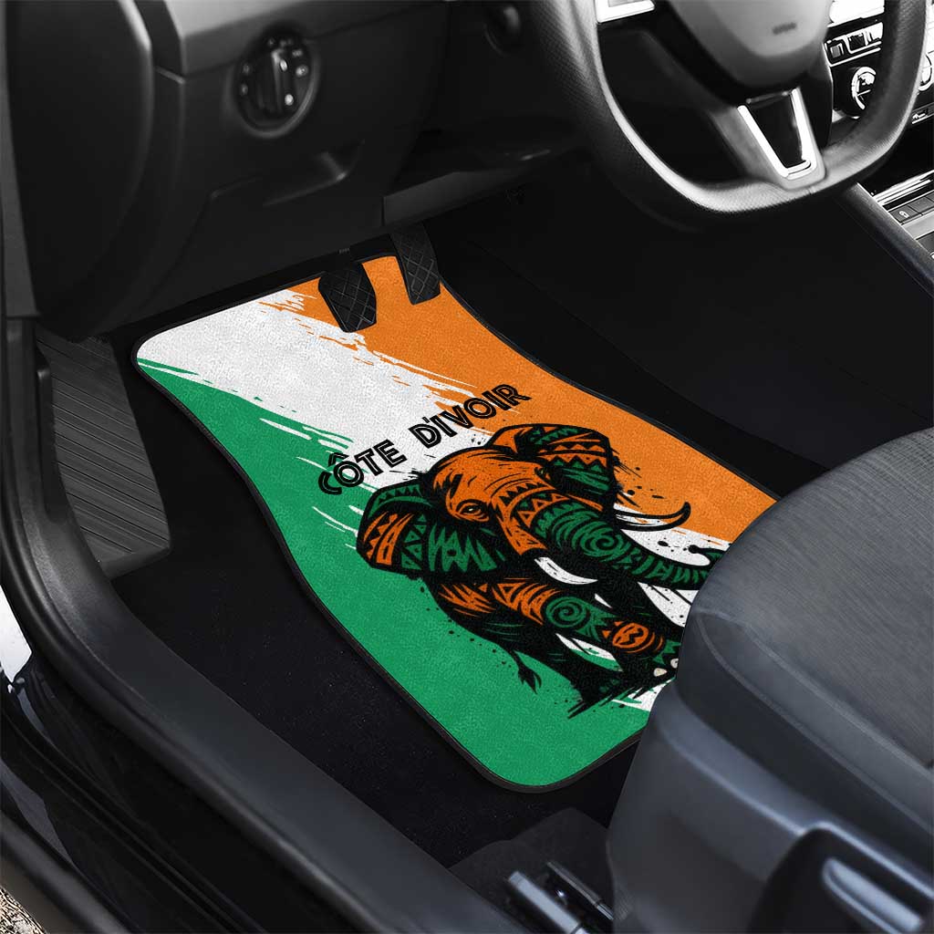 Ivory Coast Car Mats African Elephant in Ivorian Flag Colors - African Pride