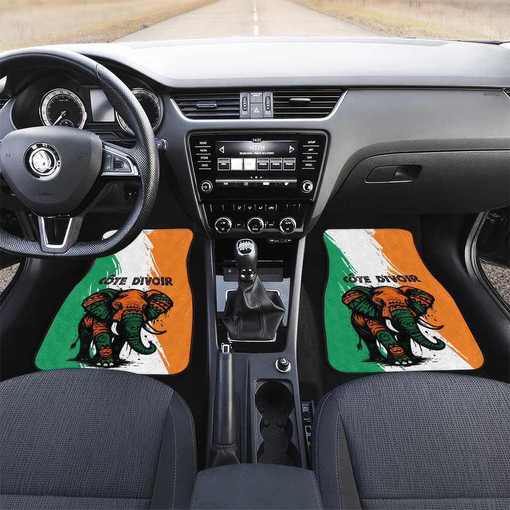 Ivory Coast Car Mats African Elephant in Ivorian Flag Colors - African Pride
