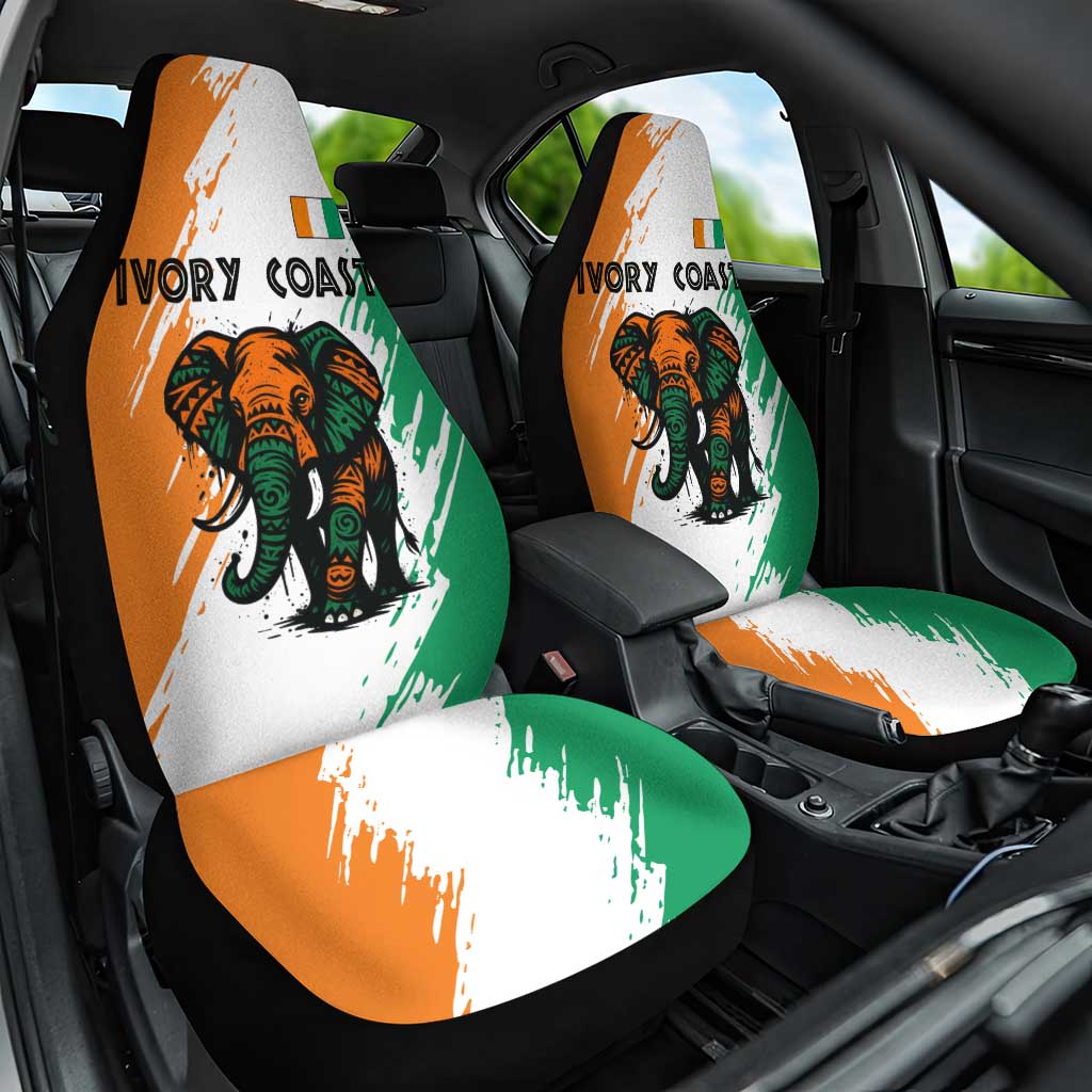 Ivory Coast Car Seat Cover African Elephant in Ivorian Flag Colors - African Pride