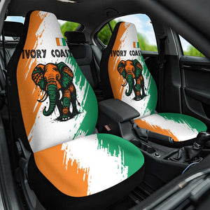 Ivory Coast Car Seat Cover African Elephant in Ivorian Flag Colors - African Pride