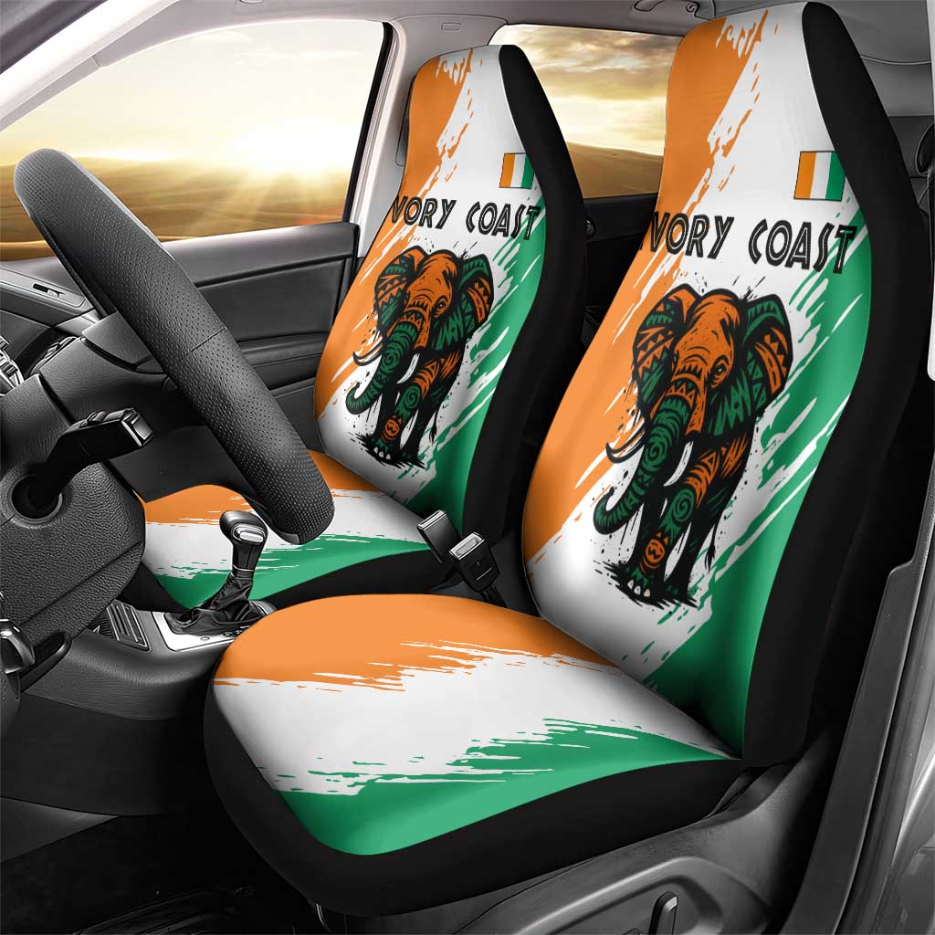 Ivory Coast Car Seat Cover African Elephant in Ivorian Flag Colors - African Pride