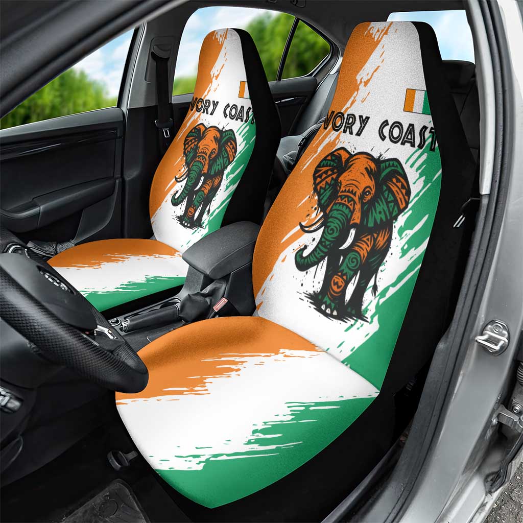 Ivory Coast Car Seat Cover African Elephant in Ivorian Flag Colors - African Pride