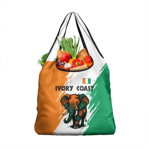 Ivory Coast Grocery Bag African Elephant in Ivorian Flag Colors - African Pride