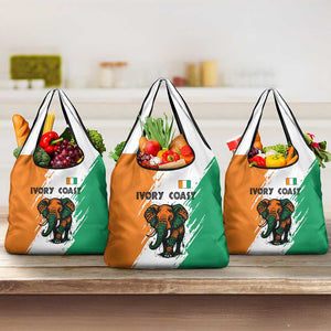 Ivory Coast Grocery Bag African Elephant in Ivorian Flag Colors - African Pride