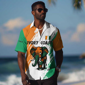 Ivory Coast Hawaiian Shirt African Elephant in Ivorian Flag Colors - African Pride