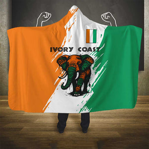 Ivory Coast Hooded Blanket African Elephant in Ivorian Flag Colors - African Pride