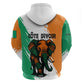 Ivory Coast Hoodie African Elephant in Ivorian Flag Colors - African Pride