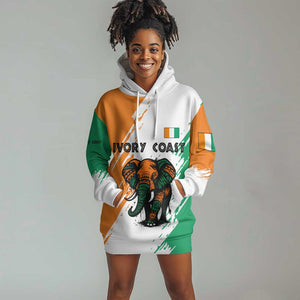 Ivory Coast Hoodie Dress African Elephant in Ivorian Flag Colors - African Pride