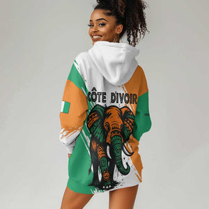 Ivory Coast Hoodie Dress African Elephant in Ivorian Flag Colors - African Pride