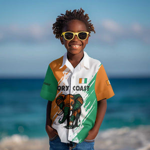 Ivory Coast Kid Hawaiian Shirt African Elephant in Ivorian Flag Colors - African Pride