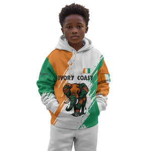 Ivory Coast Kid Hoodie African Elephant in Ivorian Flag Colors - African Pride