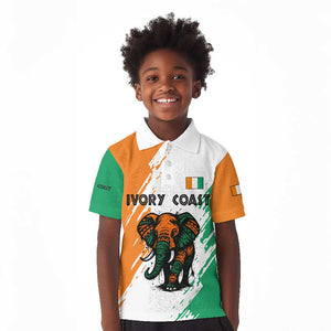 Ivory Coast Kid Polo Shirt African Elephant in Ivorian Flag Colors - African Pride