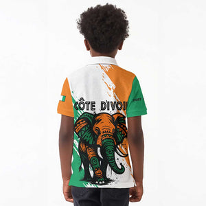 Ivory Coast Kid Polo Shirt African Elephant in Ivorian Flag Colors - African Pride