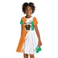 Ivory Coast Kid Short Sleeve Dress African Elephant in Ivorian Flag Colors - African Pride