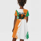 Ivory Coast Kid Short Sleeve Dress African Elephant in Ivorian Flag Colors - African Pride
