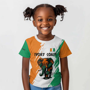 Ivory Coast Kid T shirt African Elephant in Ivorian Flag Colors - African Pride