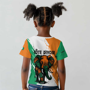 Ivory Coast Kid T shirt African Elephant in Ivorian Flag Colors - African Pride