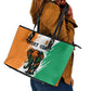 Ivory Coast Leather Tote Bag African Elephant in Ivorian Flag Colors - African Pride