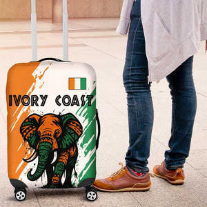 Ivory Coast Luggage Cover African Elephant in Ivorian Flag Colors - African Pride