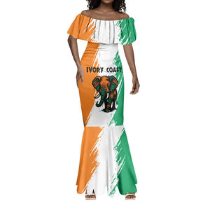 Ivory Coast Mermaid Dress African Elephant in Ivorian Flag Colors - African Pride