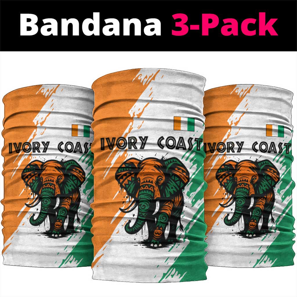 Ivory Coast Neck Gaiter African Elephant in Ivorian Flag Colors - African Pride