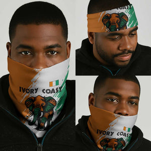 Ivory Coast Neck Gaiter African Elephant in Ivorian Flag Colors - African Pride