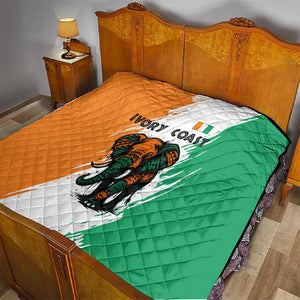 Ivory Coast Quilt African Elephant in Ivorian Flag Colors - African Pride