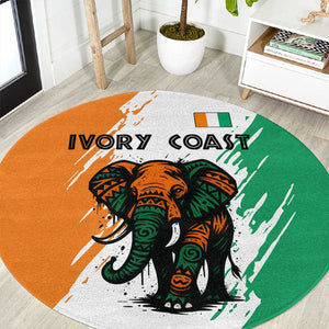 Ivory Coast Round Carpet African Elephant in Ivorian Flag Colors - African Pride