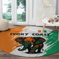 Ivory Coast Round Carpet African Elephant in Ivorian Flag Colors - African Pride