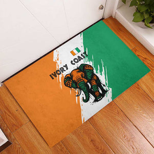 Ivory Coast Rubber Doormat African Elephant in Ivorian Flag Colors - African Pride