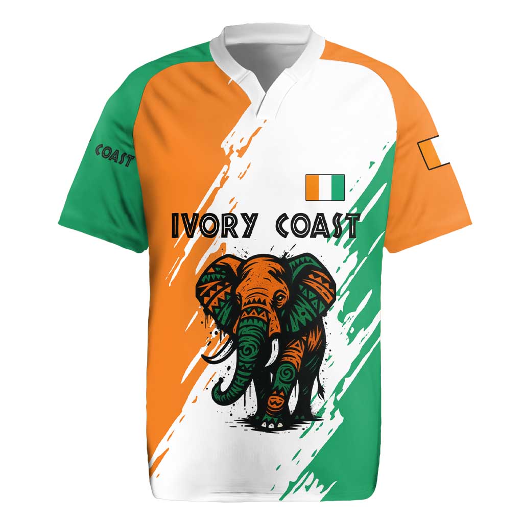 Ivory Coast Rugby Jersey African Elephant in Ivorian Flag Colors - African Pride