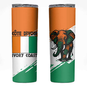 Ivory Coast Skinny Tumbler African Elephant in Ivorian Flag Colors - African Pride