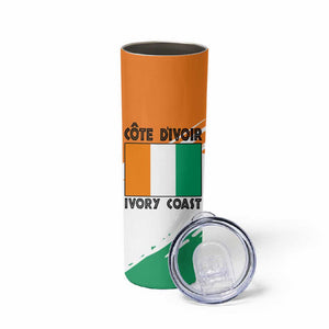 Ivory Coast Skinny Tumbler African Elephant in Ivorian Flag Colors - African Pride