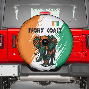 Ivory Coast Spare Tire Cover African Elephant in Ivorian Flag Colors - African Pride