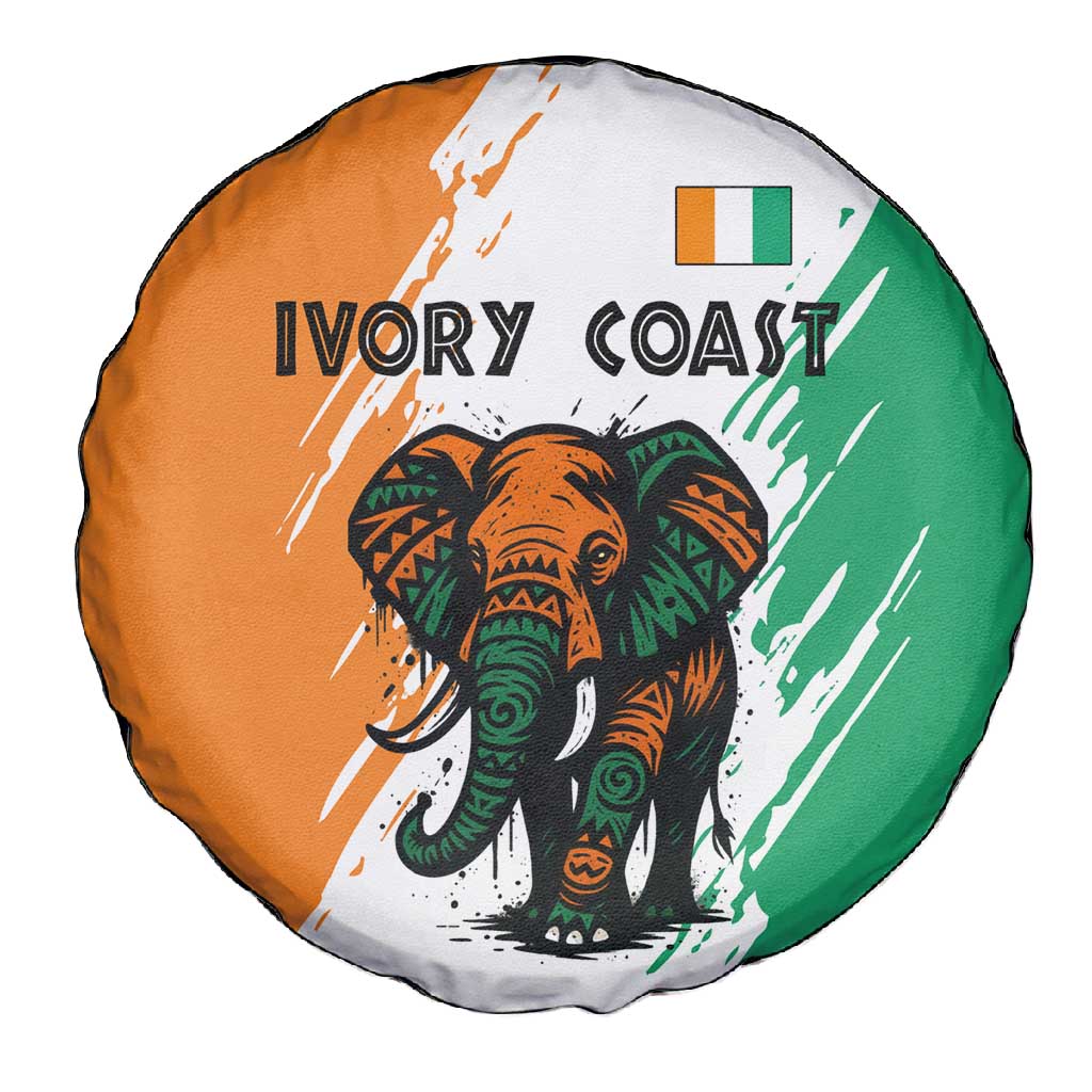 Ivory Coast Spare Tire Cover African Elephant in Ivorian Flag Colors - African Pride