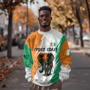 Ivory Coast Sweatshirt African Elephant in Ivorian Flag Colors - African Pride