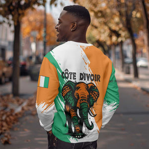 Ivory Coast Sweatshirt African Elephant in Ivorian Flag Colors - African Pride