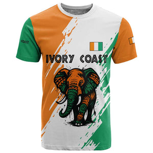 Ivory Coast T shirt African Elephant in Ivorian Flag Colors - African Pride