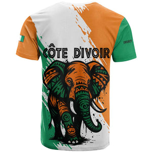 Ivory Coast T shirt African Elephant in Ivorian Flag Colors - African Pride