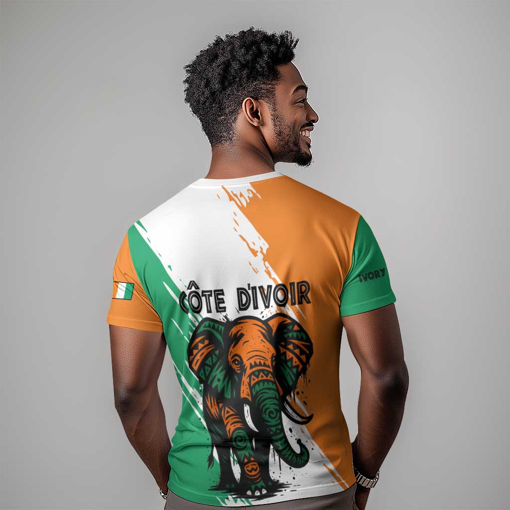 Ivory Coast T shirt African Elephant in Ivorian Flag Colors - African Pride